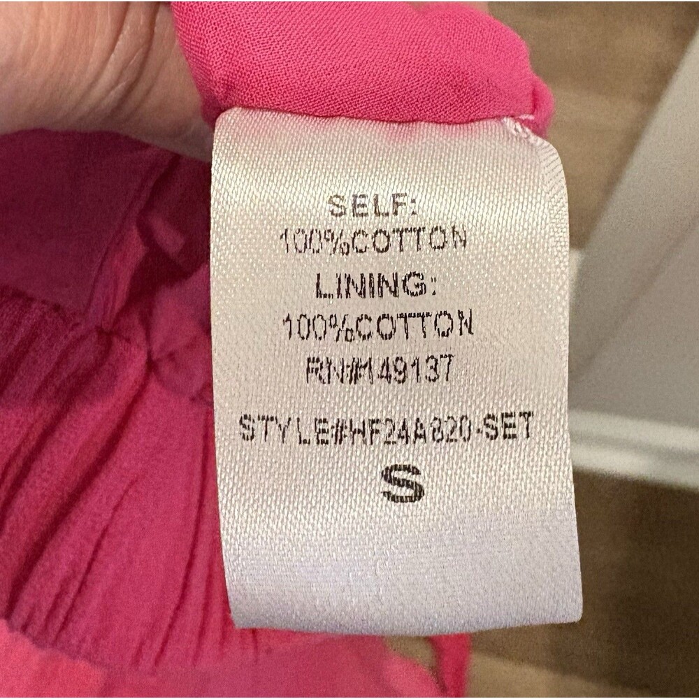 HYFVE Spaghetti Strap Smocked Top/Short Set Bubblegum Pink Small - Picture 7 of 7